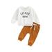 Calsunbaby Infant Toddler Baby Boy Fall Spring Outfits Letter Pullover Sweatshirt Long Sleeve T-Shirt Top Pants Clothes Set 12-18M