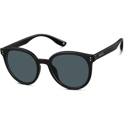 Zenni Women's Round Rx Sunglasses Black Plastic Full Rim Frame