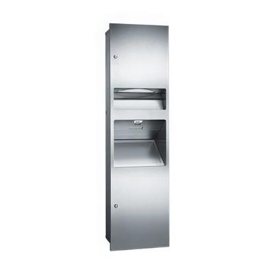 American Specialties, Inc. Simplicity 10-64672-2 Recessed Paper Towel Dispenser with Automatic High-Speed Hand Dryer and Waste Receptacle - 208/240V