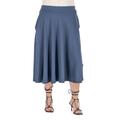 Elastic Waist Pleated Pocket Plus Size Midi Skirt