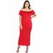 Ruffle Off The Shoulder Plus Size Maxi Dress