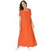 Plus Size Women's Stretch Cotton T-Shirt Maxi Dress by Jessica London in Orange (Size 22)