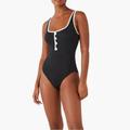 Kate Spade Swim | Kate Spade Contrast Square-Neck Low Back One-Piece | Color: Black/White | Size: Xs