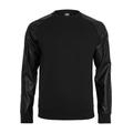 Kapuzenpullover URBAN CLASSICS "Herren Raglan Leather Imitation Crew" Gr. L, schwarz (black, black) Herren Pullover Kapuzenpullover