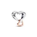 PANDORA Moments Bicolor Offen gearbeitetes Unendlichkeits-Herz Charm mit rosevergoldeter Metalllegierung Moments Collection, kompatibel Moments Armbändern, 782642C00