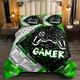 Kids Video Games Gamer Duvet for Boys Teens Green and Black Gaming All Season Bedding Set Video Game Gaming Comforter Stylish Geometric Quilt Set With 1 Pillowcase 2Pcs Single Size