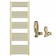 Myhomeware 500mm Wide Gold Heated Bathroom Towel Rail Radiator With Valves For Central Heating UK (With TRV Angled Valves, 500 x 1600 mm (h))