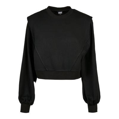Sweatshirt URBAN CLASSICS "Urban Classics Damen Ladies Padded Shoulder Modal Terry Crewneck", Damen, Gr. 5XL, schwarz, 60% Polyester, 40% Modal, unifarben, Rundhals, Langarm, Sweatshirts Cropped Shirt Image