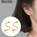 WOOZU-Boucles d'oreilles initiales en argent regardé 925 pour femmes perle en spirale S fête rock