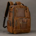 Sac à Dos Multifonction en Cuir Vintage pour Homme Cartable d'École Grand Voyage Tendance