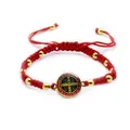 QIGO – Bracelet en métal émaillé pour hommes et femmes cordon rouge tissé à la main bijou