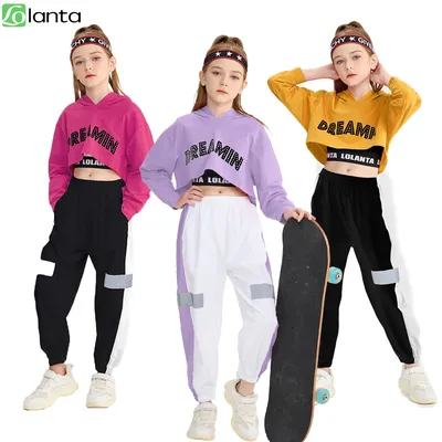 LOLANTA – ensemble de vêtements de danse Hip-hop pour enfants filles haut court à manches longues