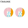 YAOLOGE – boucles d'oreilles en boule ronde colorée pour femmes Style tendance élégant classique