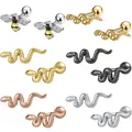 ZS – boucle d'oreille serpent en acier inoxydable 16G clou d'oreille abeille plaque or Zircon