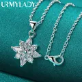 URMYLADY – collier en argent Sterling 925 avec pendentif de fleur en Zircon AAA chaîne 16-30 pouces