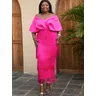 AOMEI-Robe Africaine à Franges et Col en V pour Femme Tenue de Bal de Grande Taille pour ix