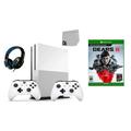 Microsoft 234-00051 Xbox One S White 1TB Gaming Console with 2 Controller Included with Gears 5 BOLT AXTION Bundle Like New