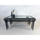 Black Moroccan Embossed Metal Glass Coffee Table