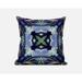 HomeRoots 16" X 16" Peacock Blue Light Blue Geometric Zippered Suede Throw Pillow