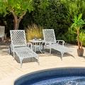 UBesGoo 48 in Cast Aluminum Lounge Chairs for Garden Patio Aluminum Chasie Chair with Wheel White