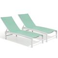 Crestlive Products Set of 2 Outdoor Lounge Chairs Aluminum Adjustable Chaise Green