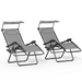 MoNiBloom Outdoor Zero Gravity Chair Set of 2 Lounger with Sun Shade & Cup Holder for Lawn Camping Grey