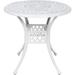 VIVIJASON 30.8 Patio Bistro Table Outdoor Dining Round Table White Cast Aluminum Table with Umbrella Hole
