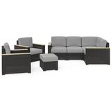 Pemberly Row Contemporary Brown Rattan 4-Piece Sectional Set
