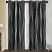 Glonme Grommet Room Darkening Curtain Blackout Curtain Flotal Printed Window Treatments Eyelet Ring Top Window Drapes for Bedroom Living Room Black Stripe 132*137CM