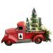 Christmas Red Truck Handmade Metal Christmas Vintage Red Truck with Mini Christmas Trees Ornaments and Remote Control LED Fairy Lights for Christmas Table Decorations Table Decor