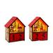 2pcs Illuminated House Shape Calendar Luminous Christmas Wooden Calendar Decor Desktop Reusable Perpetual Calendar Creative Sant