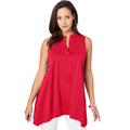 Plus Size Women's Stretch Knit Pointed Tunic by Jessica London in Vivid Red (Size L)