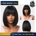 DOPI Fashion Women Short Straight Black Wig with Bangs 12 Inchesï¼ˆSynthetic Wigï¼‰