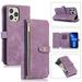 Wallet Case for iPhone 13 with Zipper Pouch Magnetic PU Leather Flip Folio Stand Card Slot with Hand Strap and Cross Body Strap Case Cover for iPhone 13 Purple