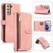 Wallet Case for Samsung Galaxy A53 5G with Zipper Pouch Magnetic PU Leather Flip Folio Stand Card Slot with Hand Strap and Cross Body Strap Case Cover for Galaxy A53 5G Pink