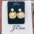 J. Crew Jewelry | J. Crew Pearl Petal Gold Drop Earrings Nwt | Color: Gold/White | Size: Os