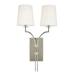 Two Light Wall Sconce 13 inches Wide By 22 inches High-Polished Nickel Finish Bailey Street Home 116-Bel-633605