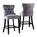 Set of 2 Velvet Upholstered Barstools Button Tufted Gray - 17.3x27.2