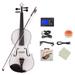 Fithood Glarry GV102 4/4 Solid Wood EQ Violin Case Bow Violin Strings Shoulder Rest Electronic Tuner Connecting Wire Cloth White