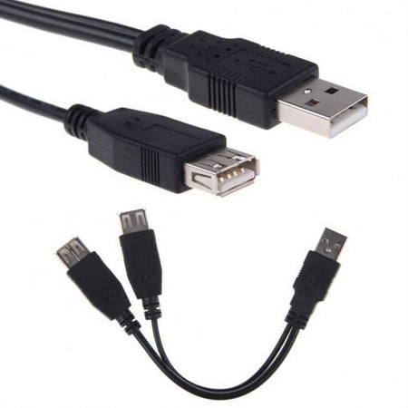 FVH USB 2.0 A Male to Dual Data USB 2.0 A Female + Power Cable USB 2.0 A Female Extension Cable 20cm
