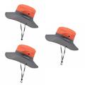 3PCS Sun Hat for Women UV Protection Beach Fishing Hiking Orange&Gray
