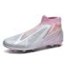 CERYTHRINA Menâ€™s Athletic Soccer Cleats Laceless Boys Outdoor Football Competition Shoes Soft Touch Pink 38