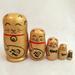 Anvazise 5Pcs/Set Nesting Dolls Hand-painted Home Decoration Wood Lucky Cat Matryoshka Gift for Shop Golden