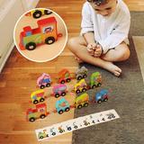 QIIBURR Building Toys for Kids Wooden Train Set Wooden Colorful Dinosaur Transportation Animals 11Pcs Train Toys Matching Sequencing Games Educational Learning Counting Set Building Blocks Kit