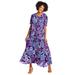 Plus Size Women's Short-Sleeve Crinkle Dress by Woman Within in Radiant Purple Floral (Size L)