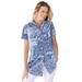 Plus Size Women's Perfect Short Sleeve Shirt by Woman Within in French Blue Patched Paisley (Size M)