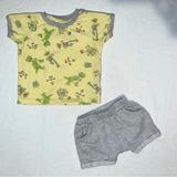 Disney Matching Sets | Baby Boy Toy Story Theme Outfit 2 Pc T-Shirt & Shorts Set - 12 Months | Color: Gray/Yellow | Size: 9-12mb