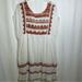 Free People Dresses | Free People Boho Dress Short Sleeve Embroidered Stitches Ruffle Sz Small White | Color: Brown/White | Size: S