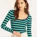 J. Crew Tops | J. Crew Scoop-Neck Perfect Fit Long Sleeve T-Shirt - Size Xs | Color: Blue/Green | Size: Xs