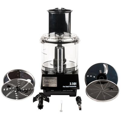 Waring WFP14S 3.5 Qt. Clear Batch Bowl Food Processor with Vegetable Prep Lid Chute and 4 Discs - 1 hp